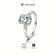 Sterling Silver Hypoallergenic Moissanite Ring for Women 2 Carats Engagement Wedding Gift