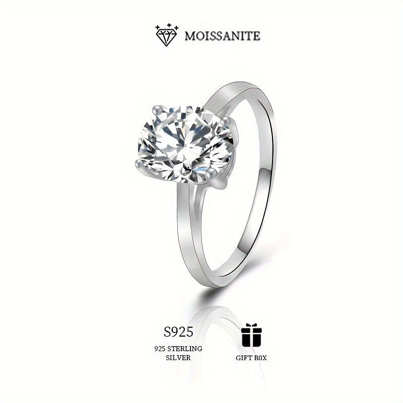 Sterling Silver Hypoallergenic Moissanite Ring for Women 2 Carats Engagement Wedding Gift