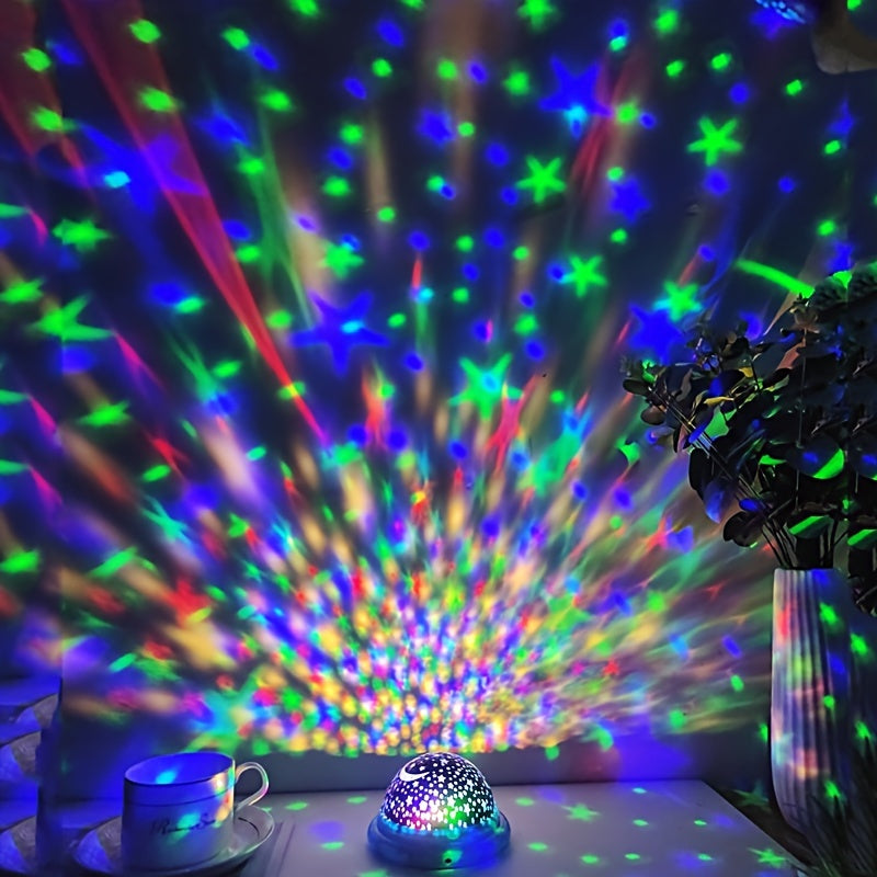 Starry Sky Projector Lamp with 8 Color Modes USB Battery Powered Modern Space Desk Light