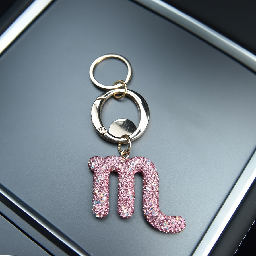 Llavero de resina rosa y metal con cristales para bolsos y mochilas