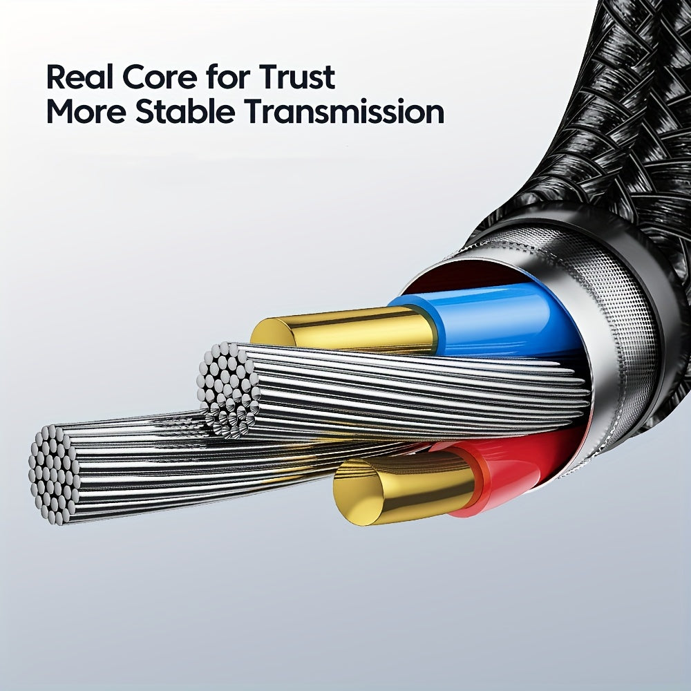 3-in-1 Nylon Braided USB Charging Cable with Fast Charging for iPhone, Samsung, Xiaomi