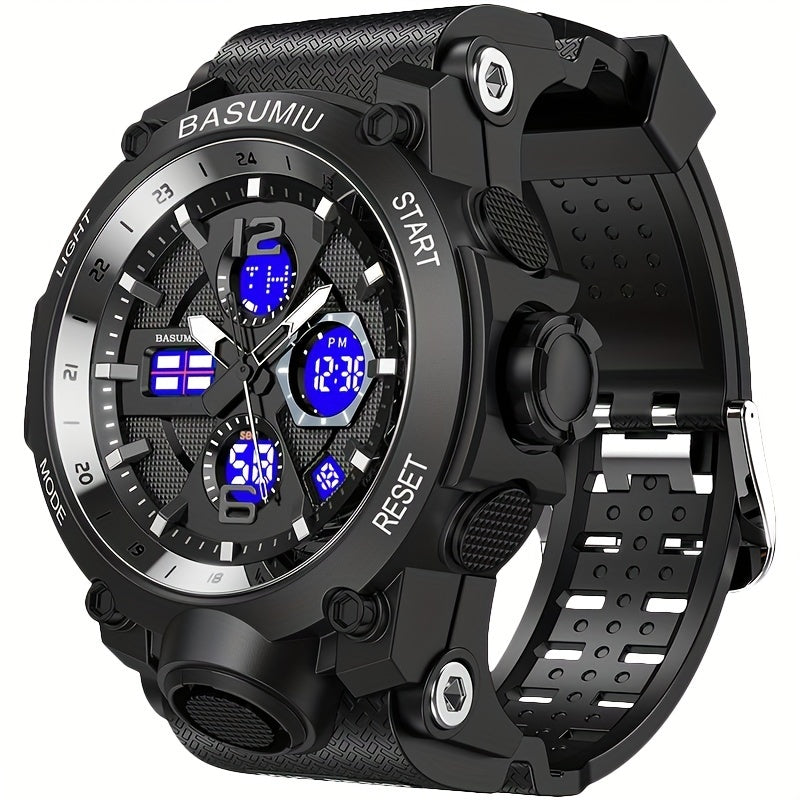 Men's Digital Sports Watch Waterproof Tactical Military Style Electronic Dual Display