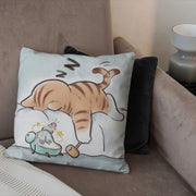 Cartoon Cat Plush Pillowcase Zippered Single-Sided Print 45.72cm Home Decor