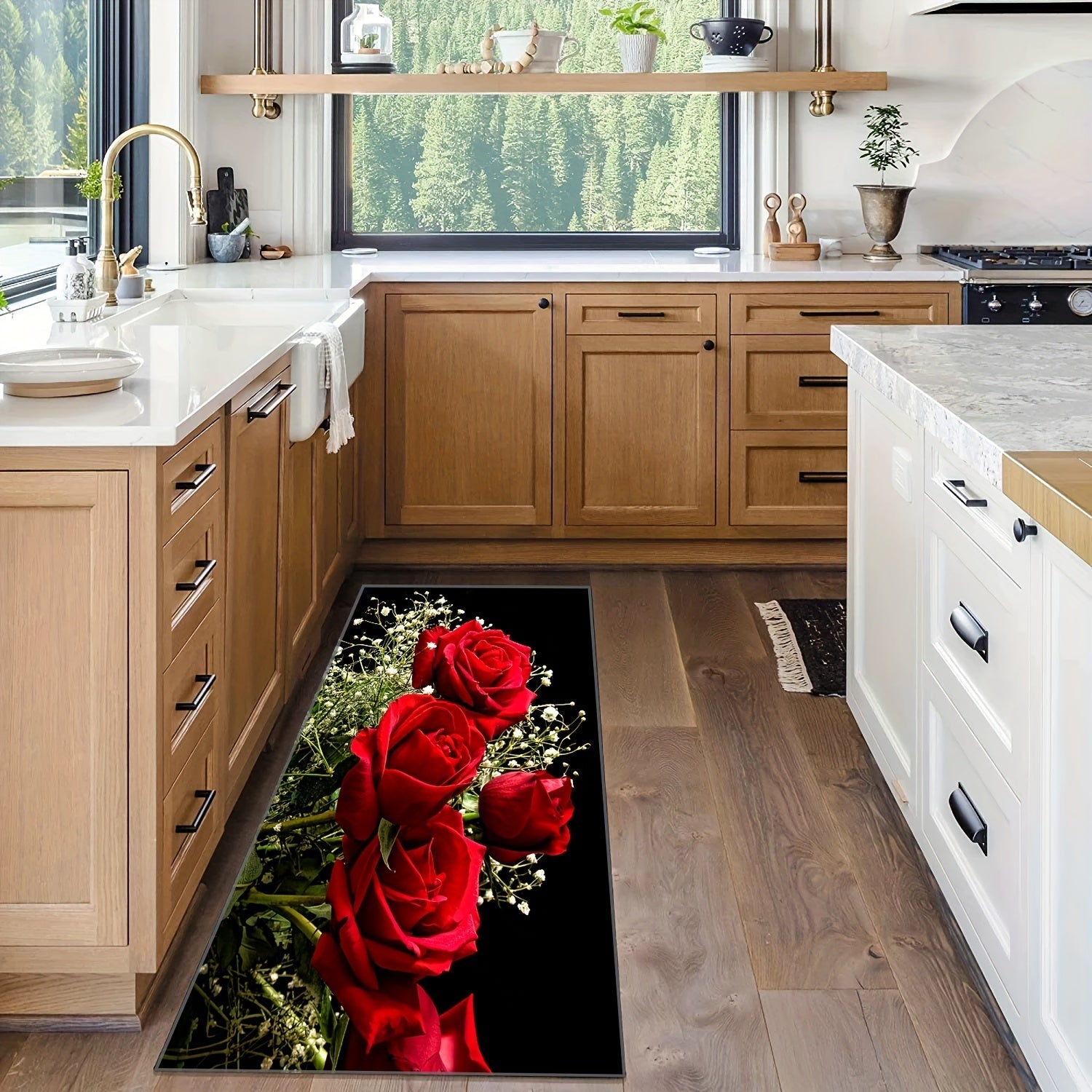 Набор кухонных ковриков с амортизирующими противострессовыми ковриками, водонепроницаемый, нескользящий, в рустикальном стиле