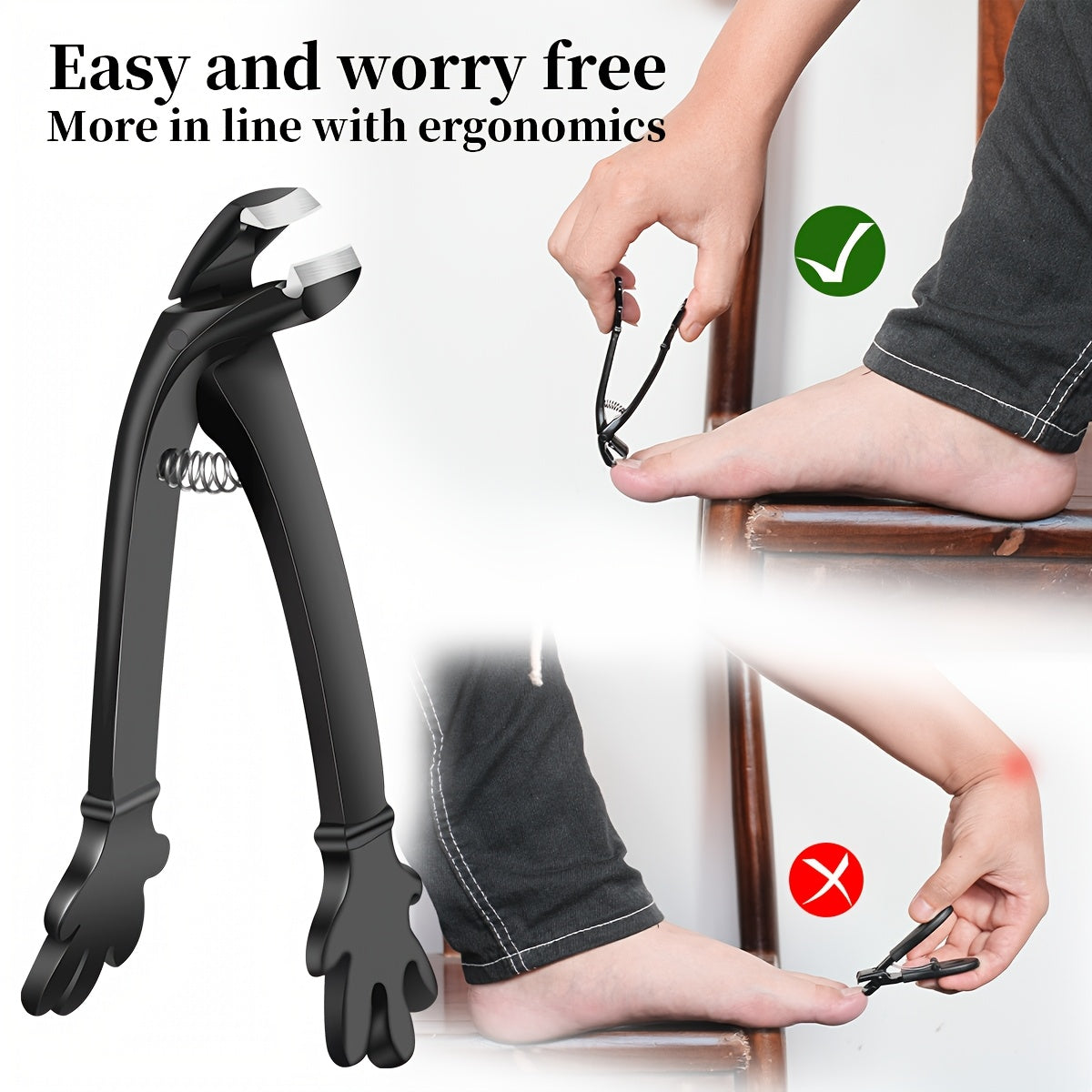 Тяжёлые ножницы для ногтей для пожилых с толстыми ногтями, изогнутый лезвие, набор из 6