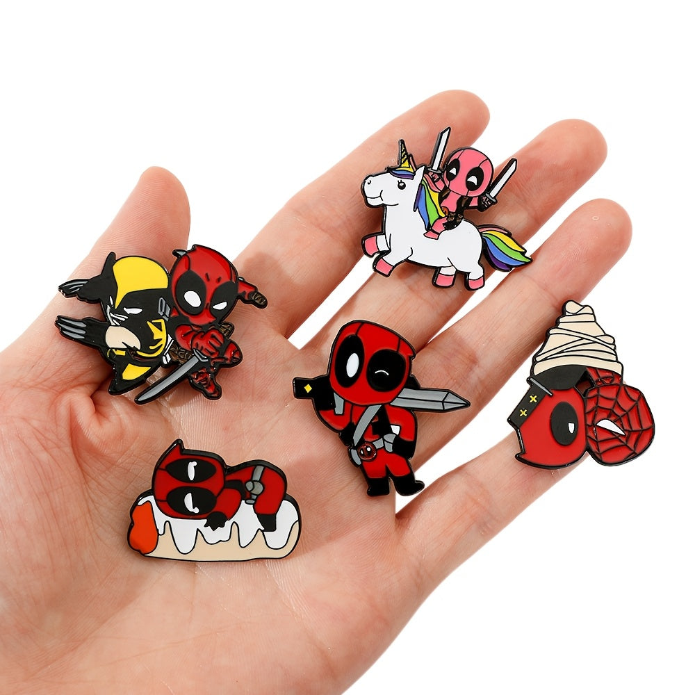 9 Disney Deadpool Enamel Pins Alloy Cartoon Style Punk Badge Jewelry for Clothing Backpack Accessories