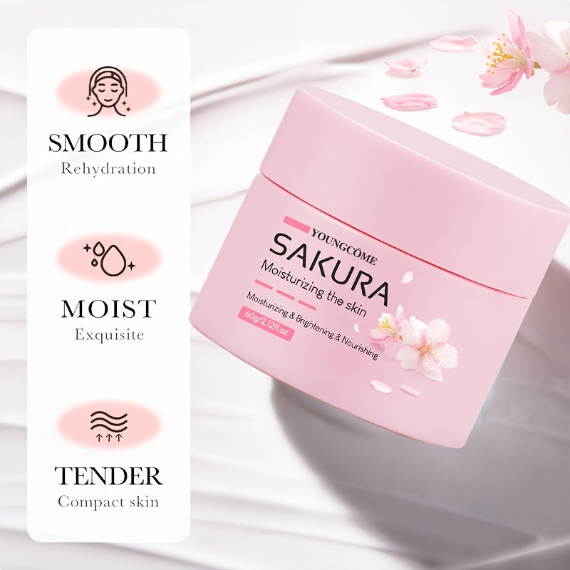 30/60g Sakura Essence Yuz Kremi, terining elastikligini oshiradi, terini mustahkamlaydi, tez so‘riladi, yog‘siz, terini namlaydi va silliqlashtiradi, barcha teri turlari uchun mos, o‘simlik Squalane ni o‘z ichiga oladi.