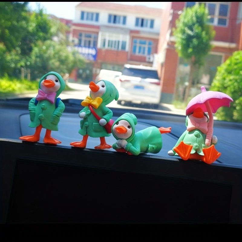 4Pcs Cute Duck Figurines Plastic Garden Decor Desktop Car Dashboard Accessories