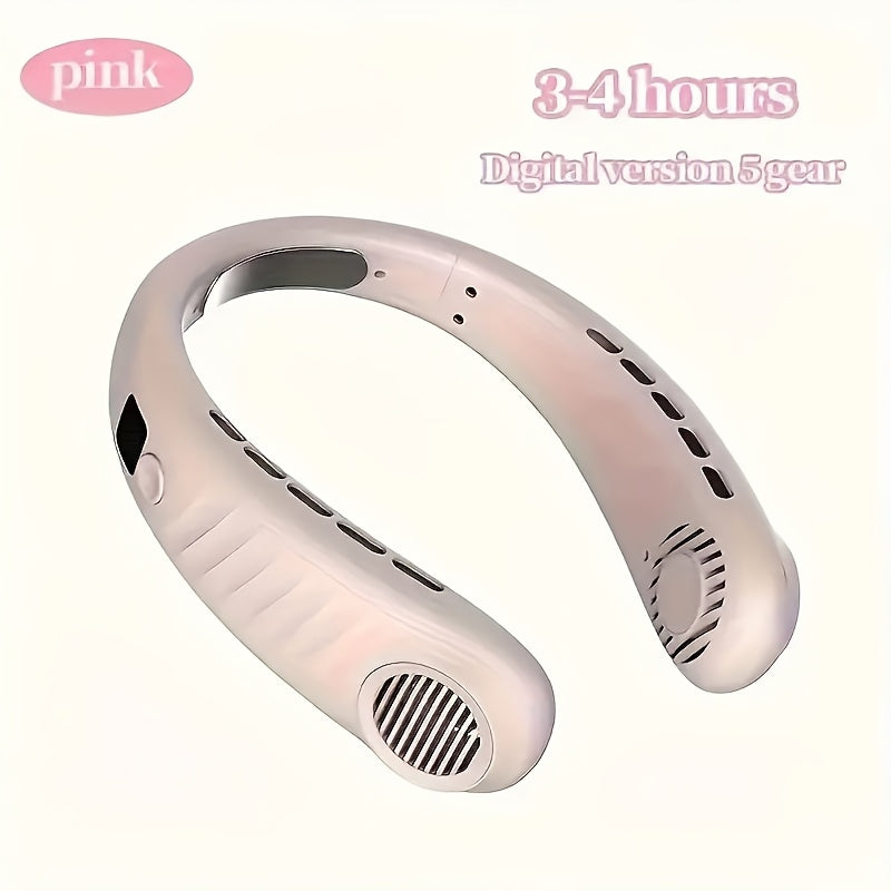 Portable USB Fan with 5 Adjustable Speeds, Rechargeable Battery, Lightweight Ergonomic Design for Travel and Outdoor Use