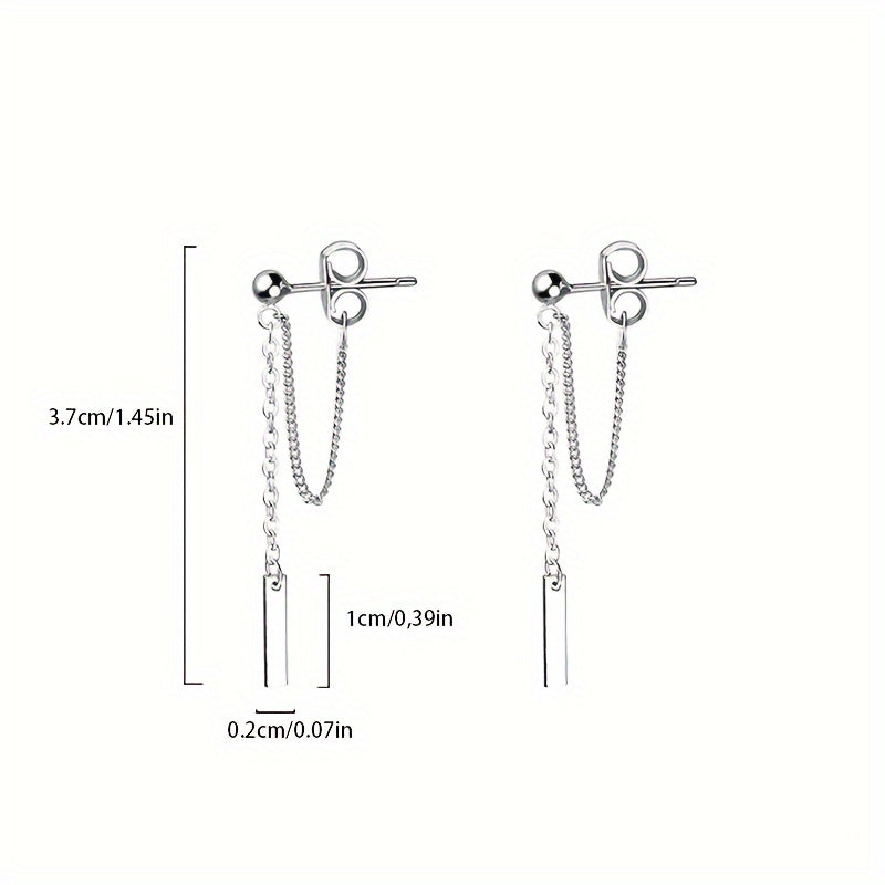 2.5g Light Luxury Earrings with S925 Sterling Silver Chain Pendant Tag and Tassel