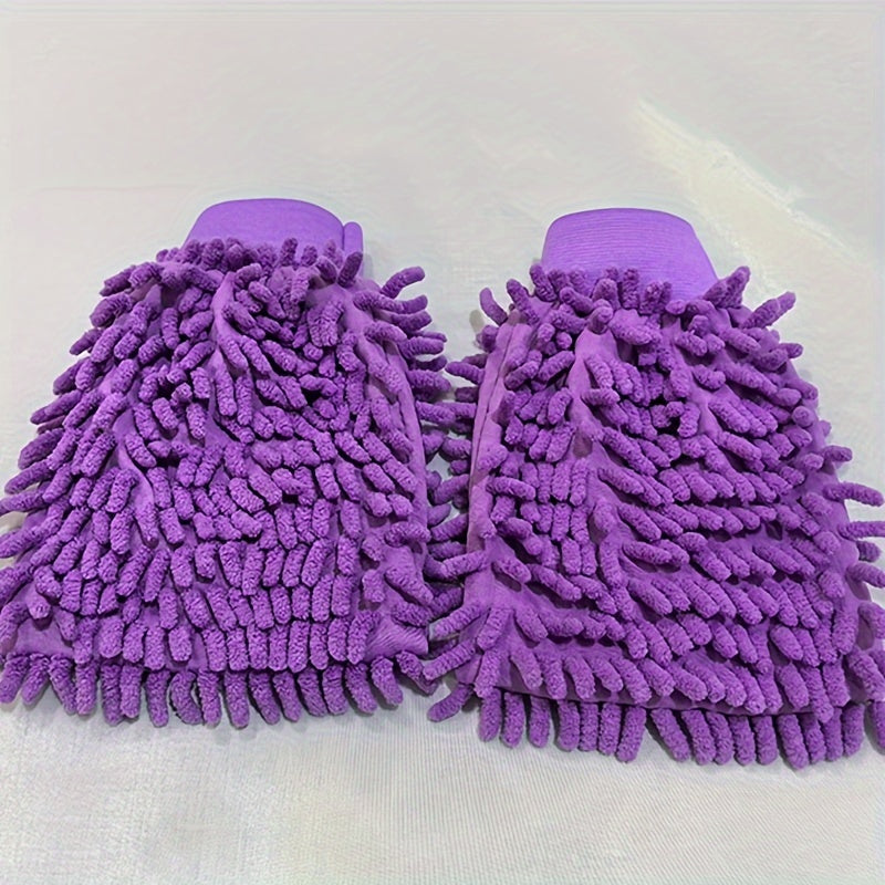 2-Pack Microfiber Car Wash Mitts Double-Sided Soft Cleaning Gloves
