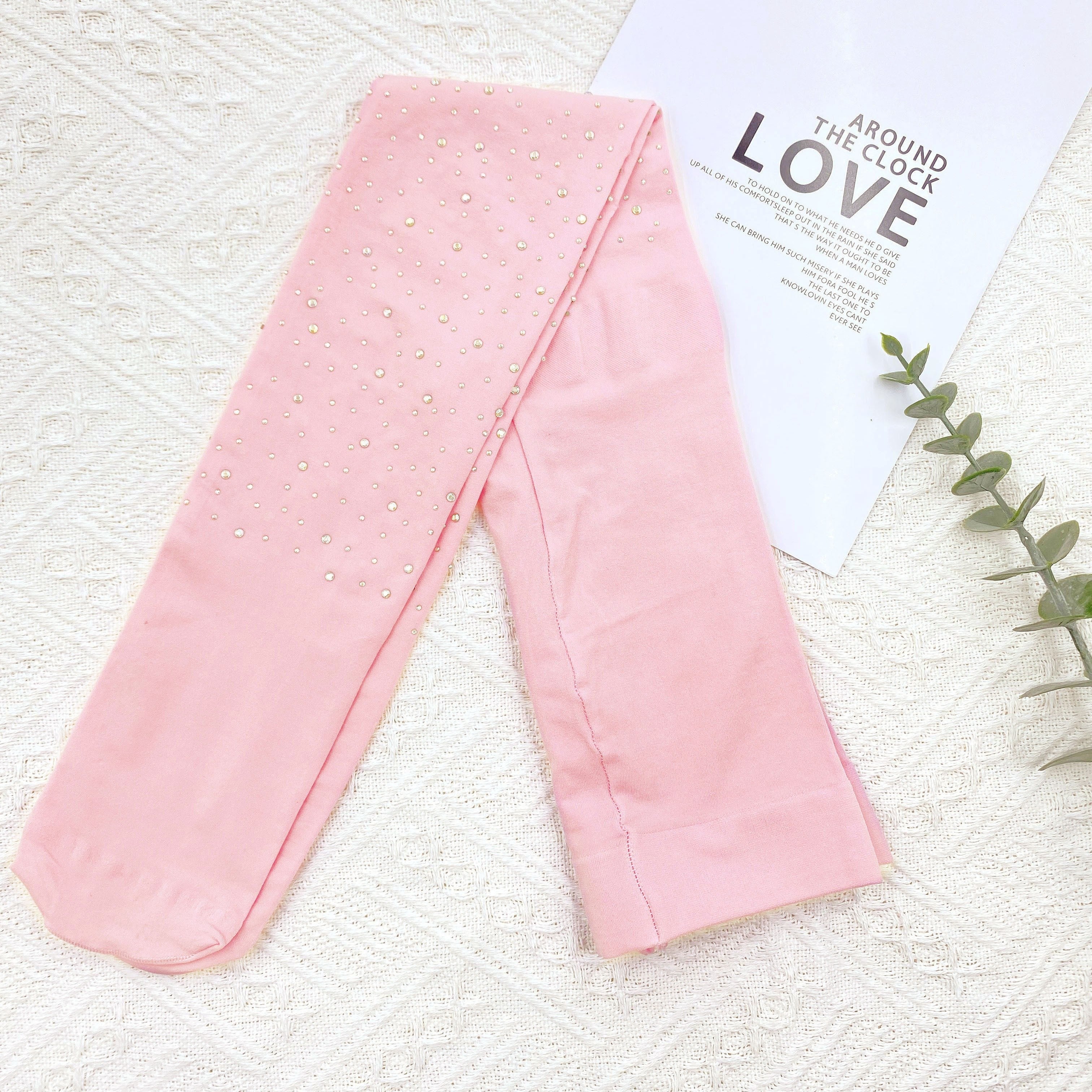 Girls Diamond Decorated Tights for Dancing Spring Summer Knit Polyamide Spandex