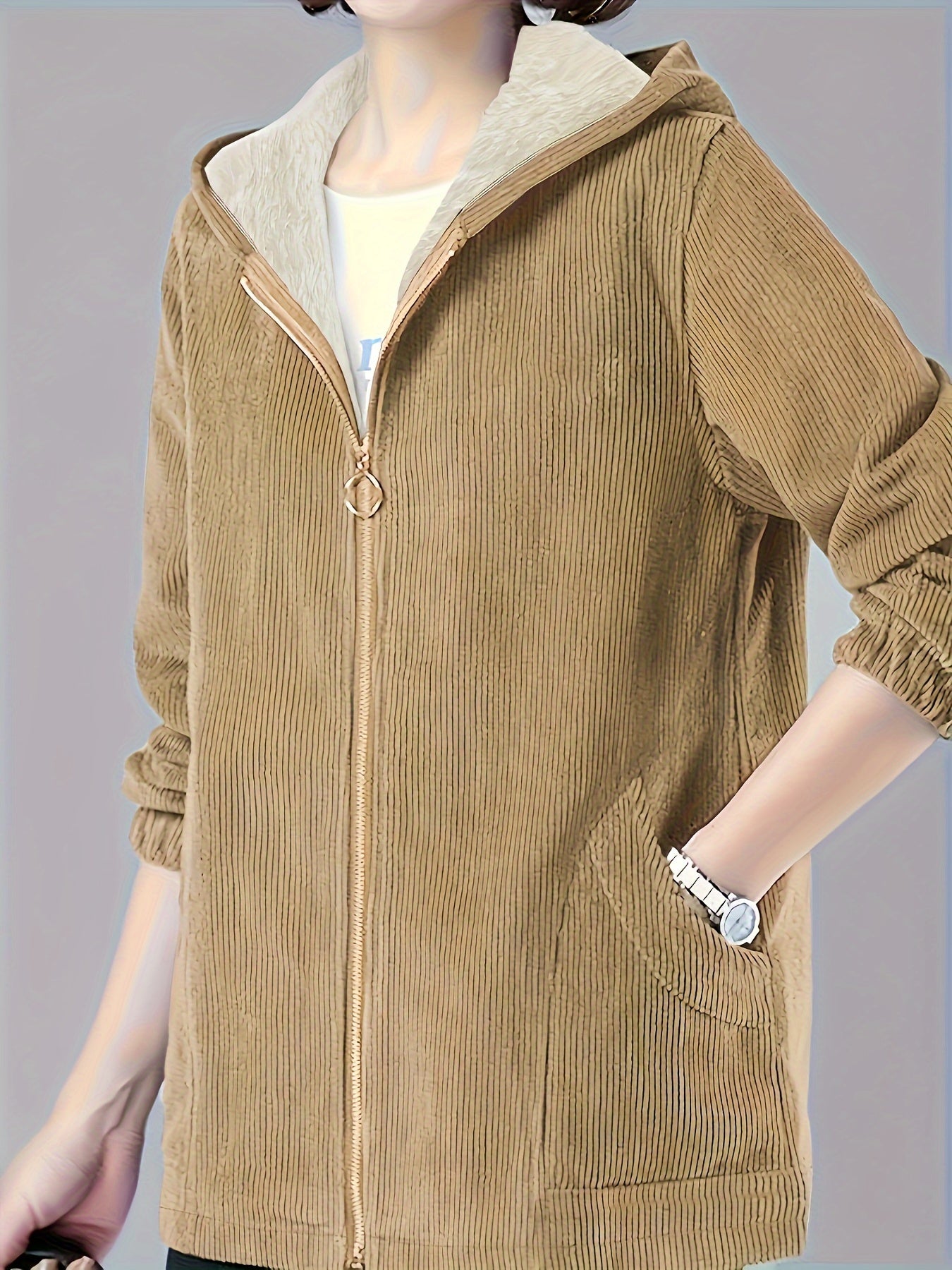 Kattalar uchun katta o'lchamli polyester kaput, cho'ntaklar bilan, kuz va qish uchun