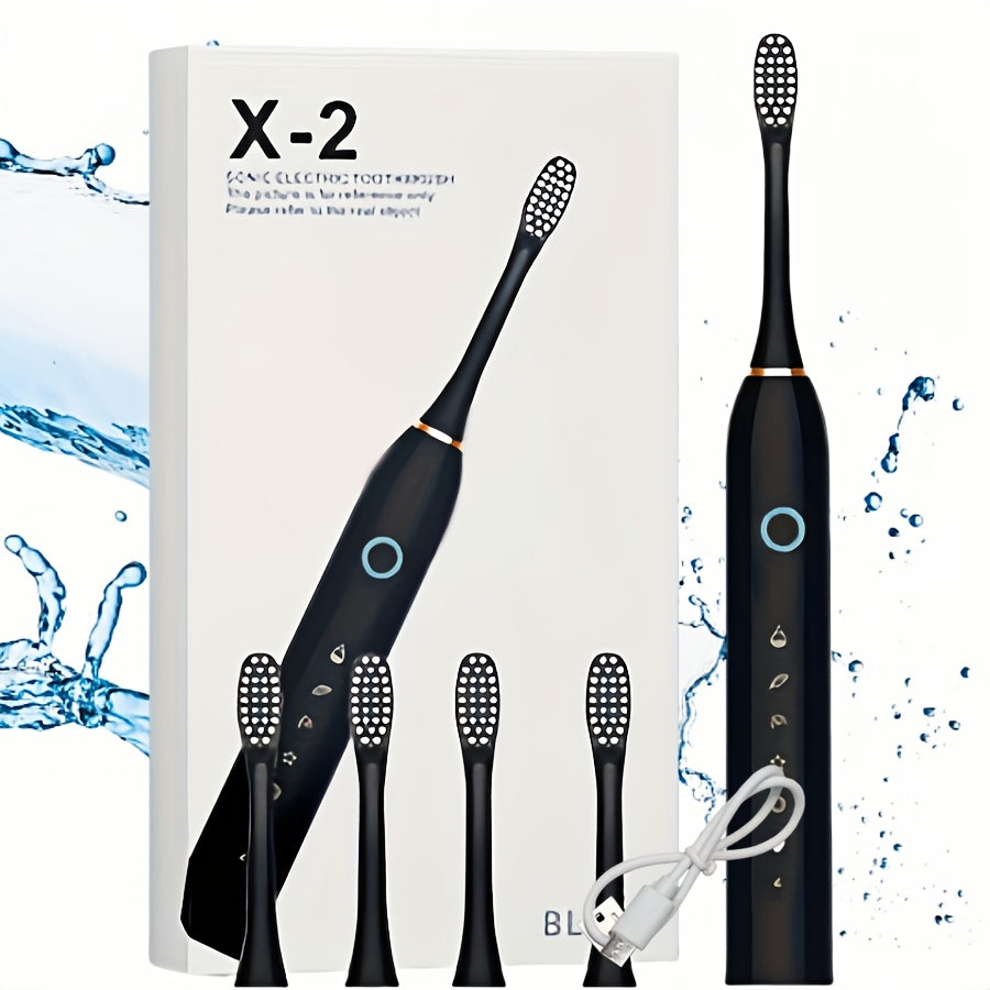 Adult Rechargeable Electric Toothbrush with 4 Brush Heads 6 Modes Travel