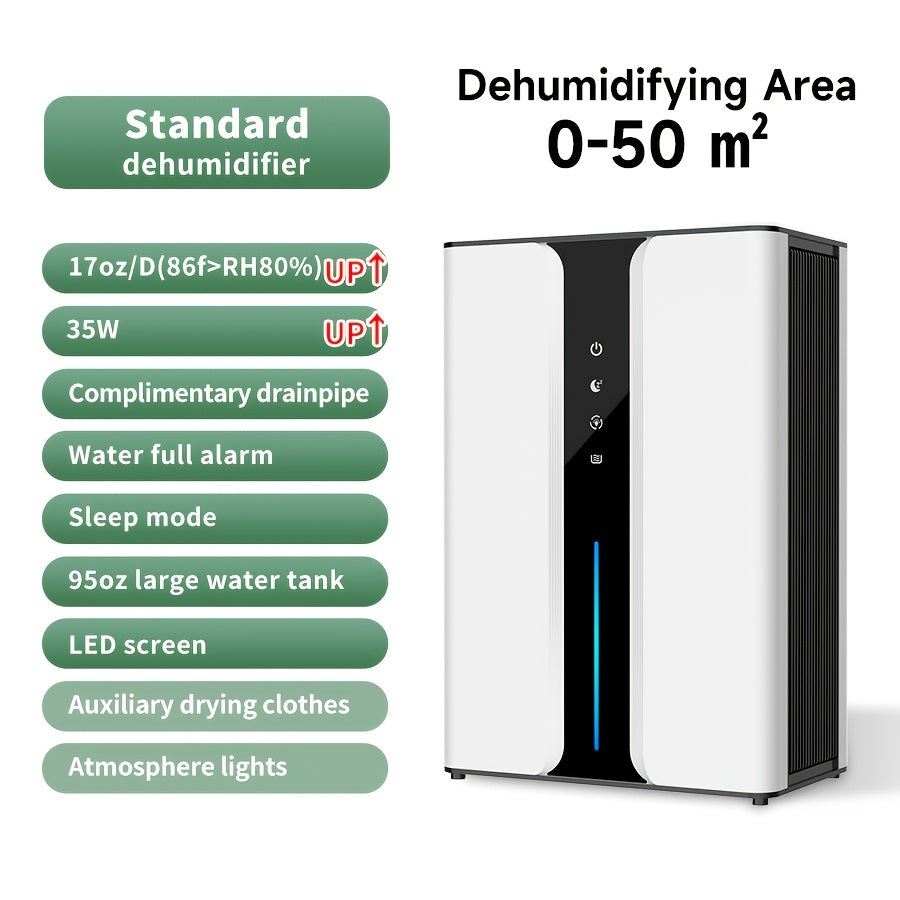 Home Dehumidifier 95oz for Basement Bathroom Bedroom with Drain Hose