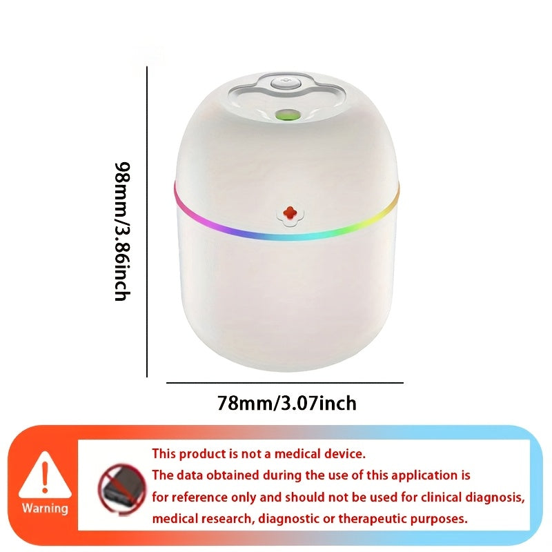 Modern White USB Humidifier for Bedroom and Home with Colorful Accents
