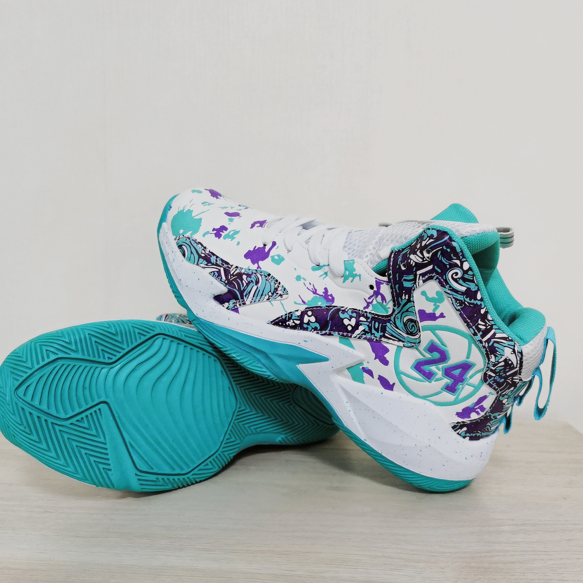 Color Block Basketball Shoes for Men Non-Slip Durable Outdoor Sneakers