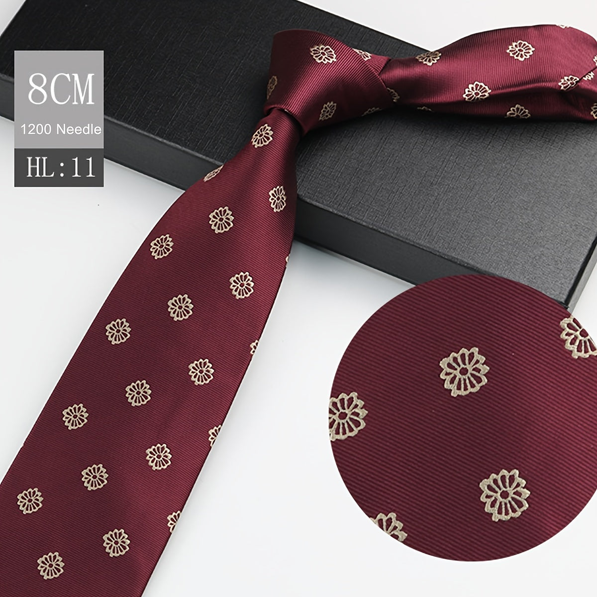 Men's Red Polyester Necktie 8cm Wide for Weddings and Business Events