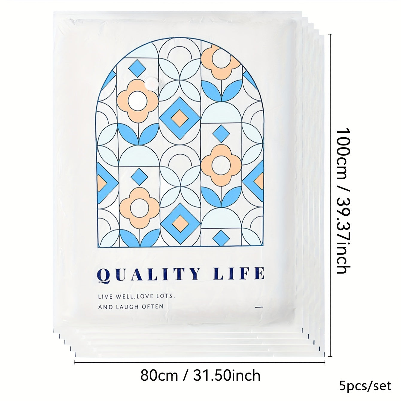 Vacuum Compression Storage Bags Set with Stained Glass Pattern for Clothes and Bedding