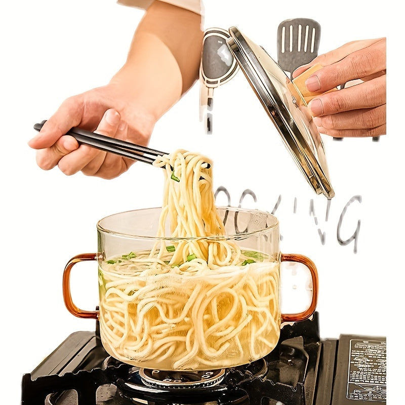 Cazo de vidrio transparente con tapa, de borosilicato de alta resistencia al calor para cocinar en estufa de gas