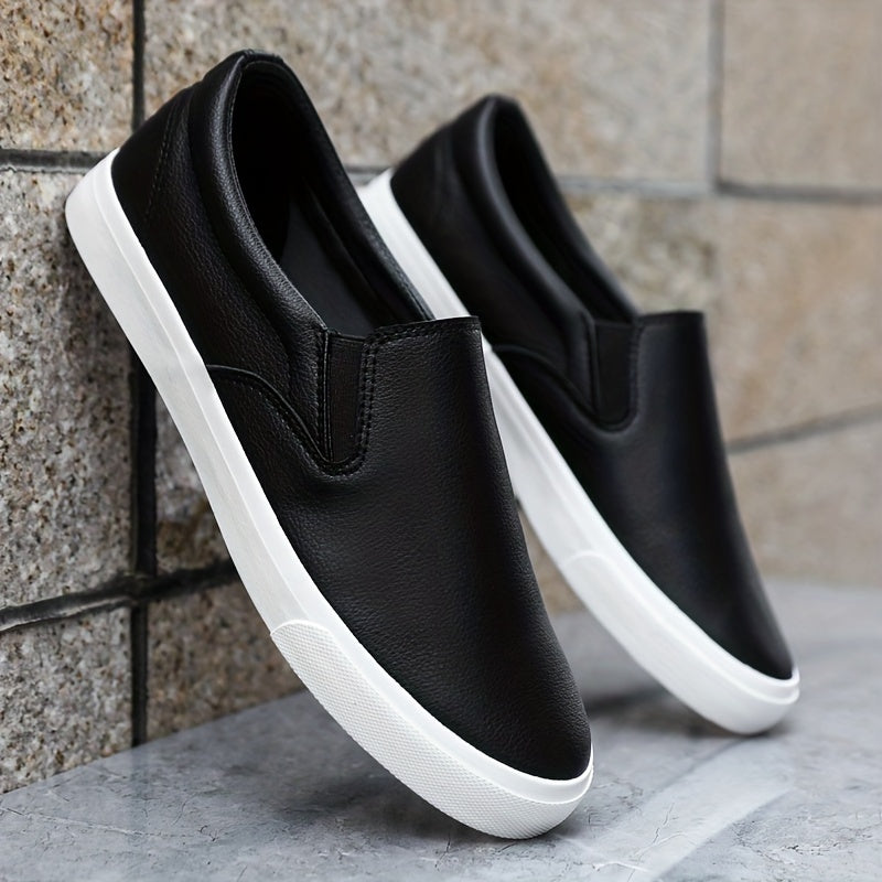 Zapatos de skate slip-on para hombre, casual, para exteriores, antideslizantes, de color sólido, tallas grandes