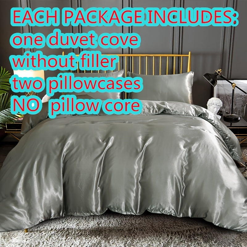 3-ta bo'lakli satindan yotqizish to'plami, bir xil rangdagi yotqizish qopqog'i va yostiqchalar bilan