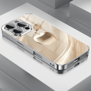 Golden Crystal Apple Pattern Glass Phone Case with Lens Protection for iPhone Models
