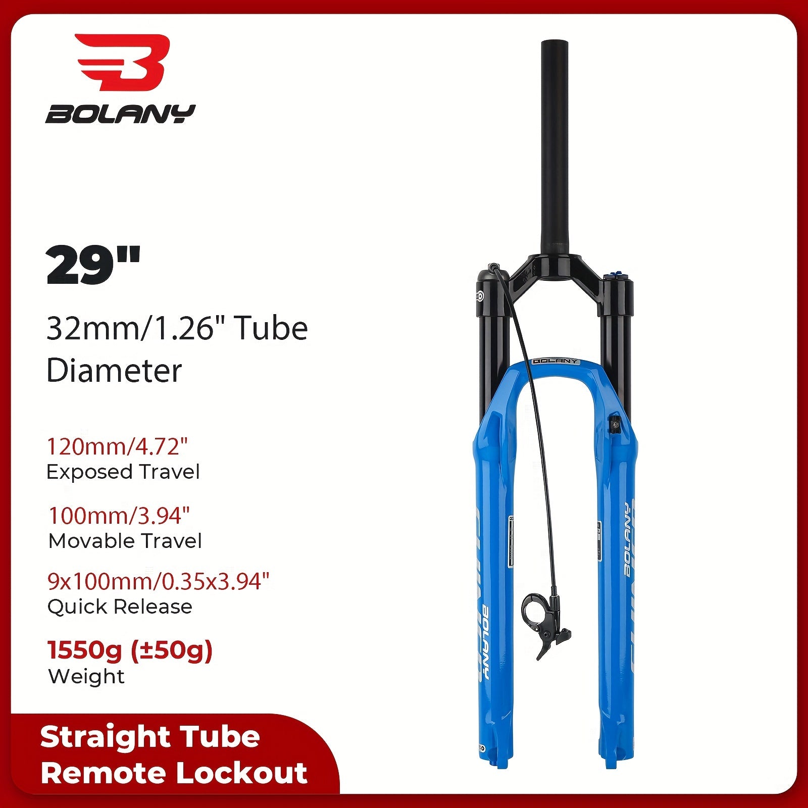 Mountain Bike Air Suspension Fork 120mm Travel Aluminum Alloy Black Universal Fit