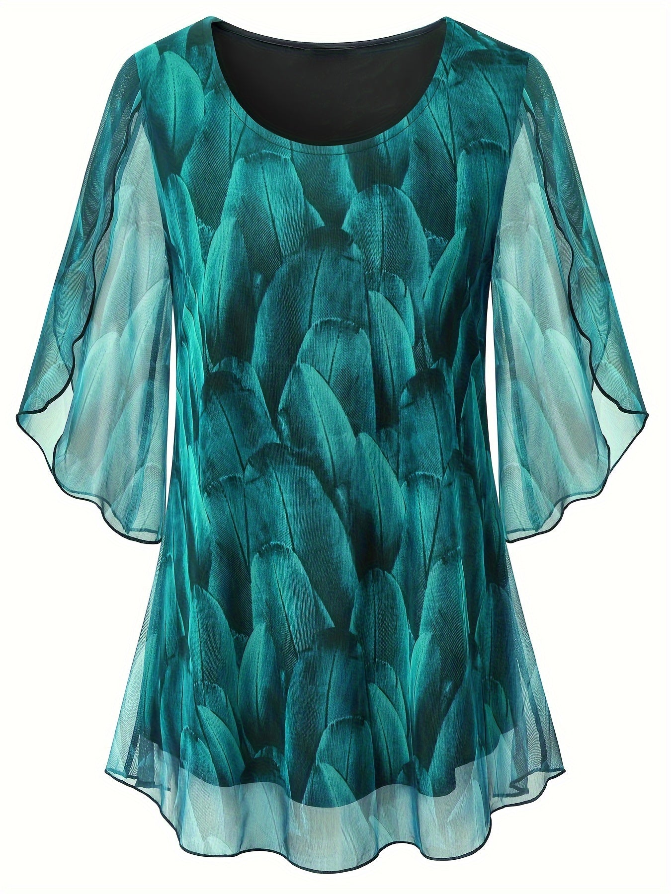 Blusa de malla con volantes para mujer con diseño cruzado, suelta, transpirable, top de verano