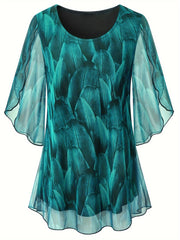 Women's Mesh Ruffle Blouse with Cross-Over Design, Flowy, Breathable, Summer Top