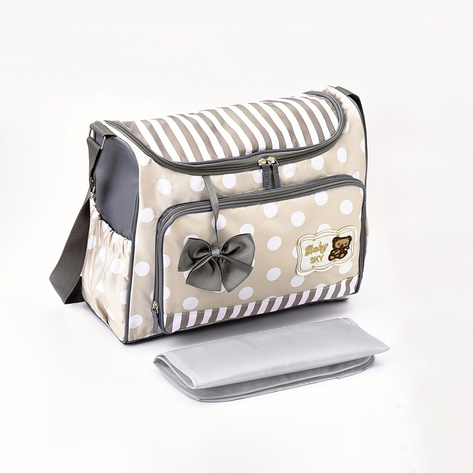Large Capacity Diaper Bag for Parents with Polka Dot Print and Single Shoulder Design