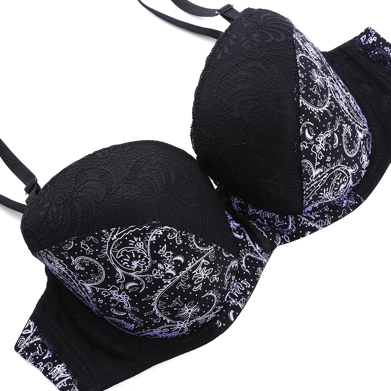 Women’s Lace Print Push-Up Bra Comfortable Sexy Lingerie
