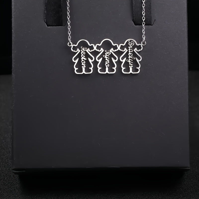 Personalized Stainless Steel Pendant Necklace with Multiple Names for Women