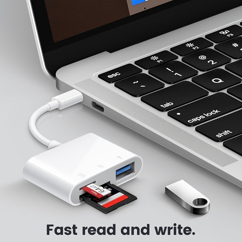 Lector de tarjetas SD USB-C 3 en 1, transferencia de datos de alta velocidad, compatible con MacBook, iPad Pro, Galaxy S10, Dell XPS