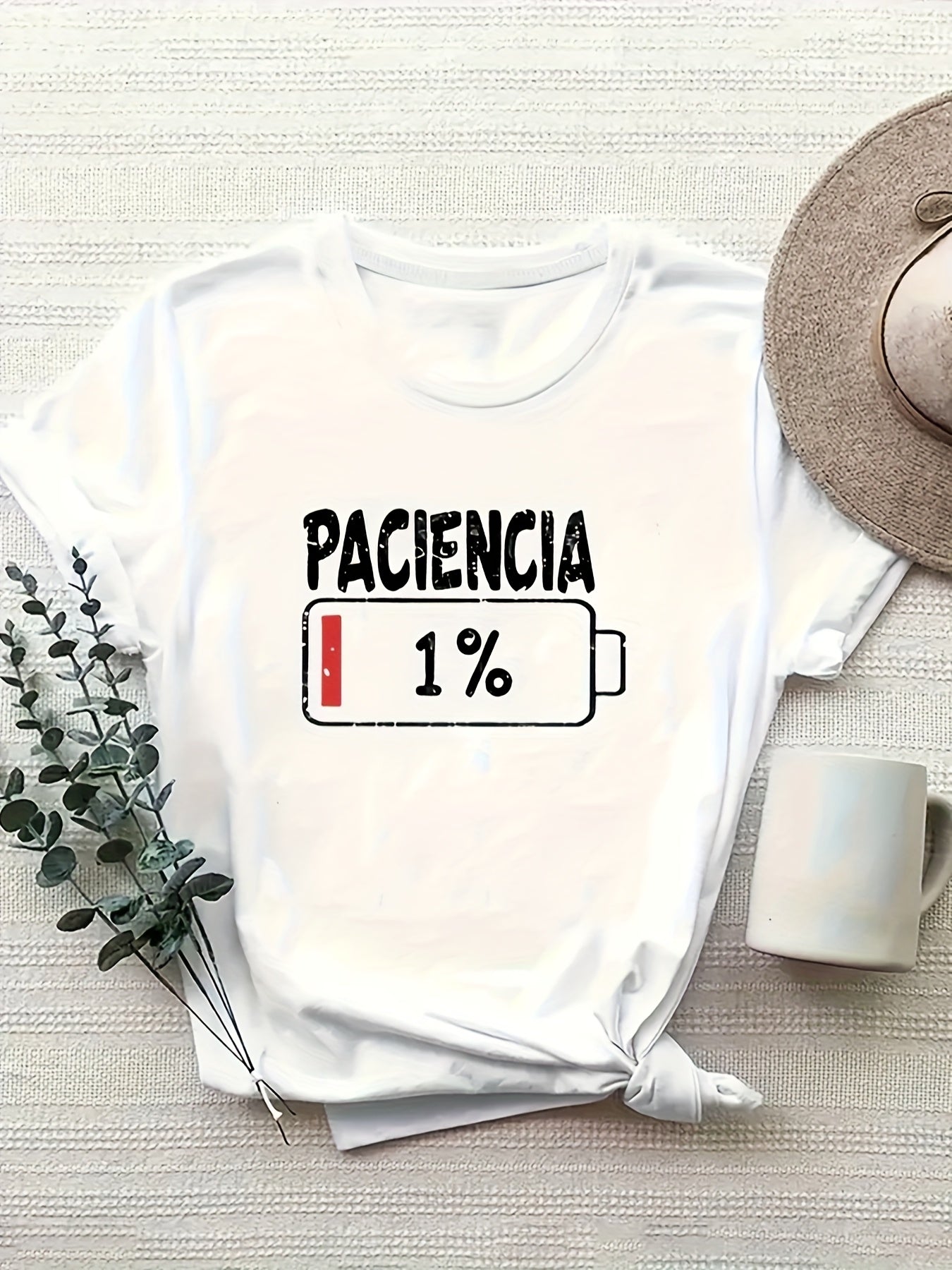 Plus Size Women's Polyester Sports T-Shirt Short Sleeve Alphabet Print