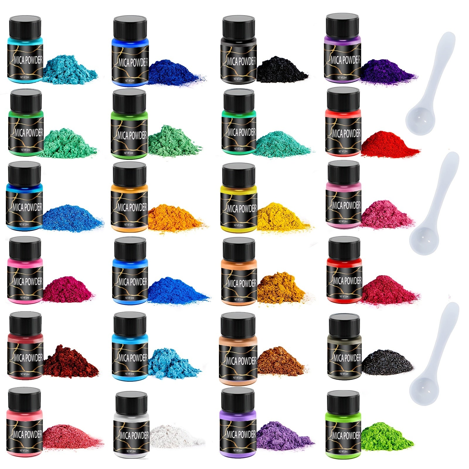 24 Colors Mica Powder Set 20ml Bottles for Resin Candle Jewelry Art Crafts