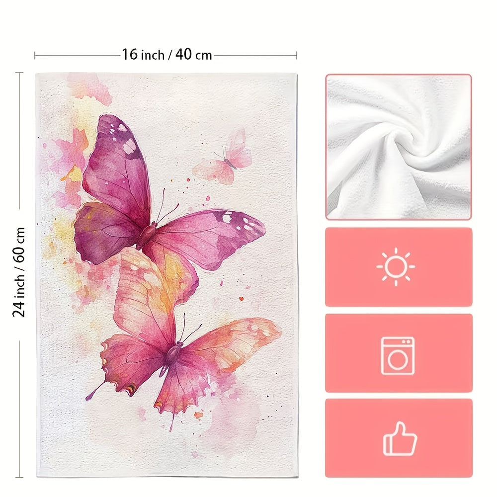 Пара из 2, невероятно мягкие кухонные полотенца с романтичным танцем бабочек в акварели, высокоабсорбирующие кухонные полотенца, идеально подходящие для праздничных декораций, можно стирать в машине, размер: 40,64X60,96 см