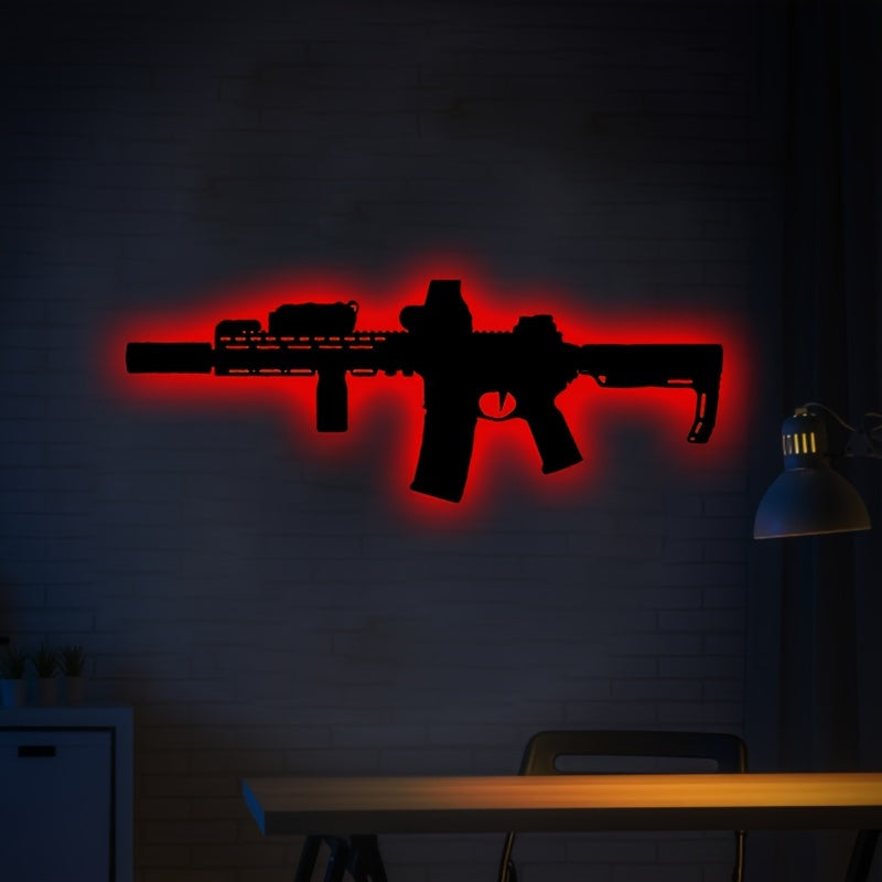 Gun Wall Light for Gaming Room Decor, Home Plaque, Boyfriend Gift