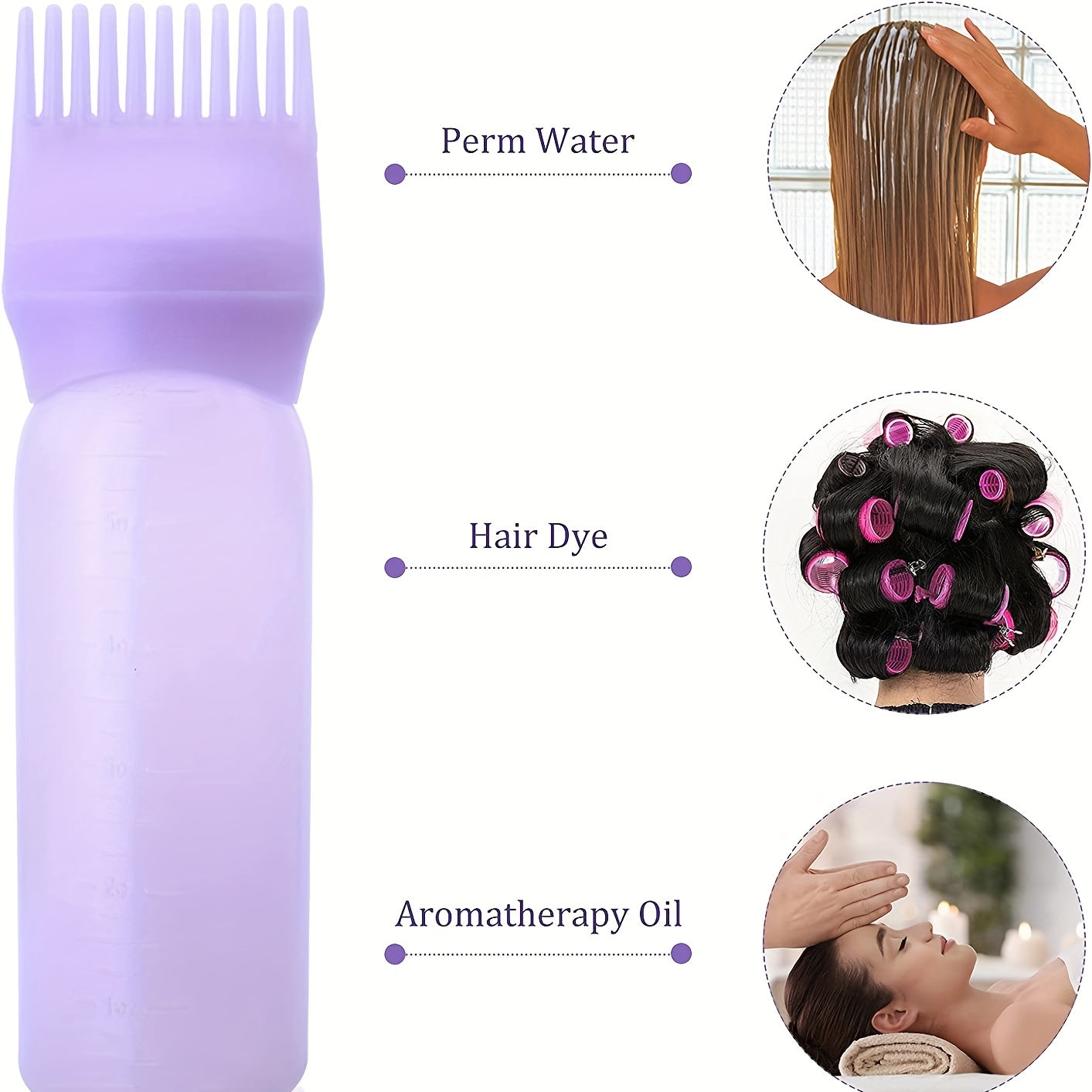Peine profesional para raíces del cabello, aplicador de estilo, botella de champú, herramienta duradera para el cabello