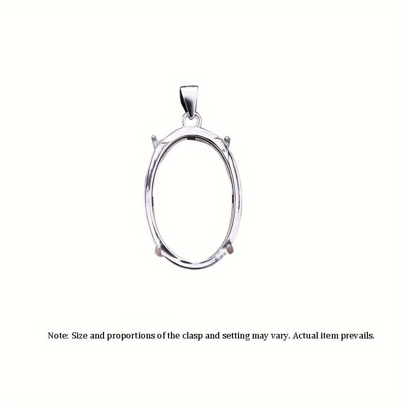 Sterling Silver Oval Prong Bezel Setting for DIY Pendant Charm Tray Various Sizes
