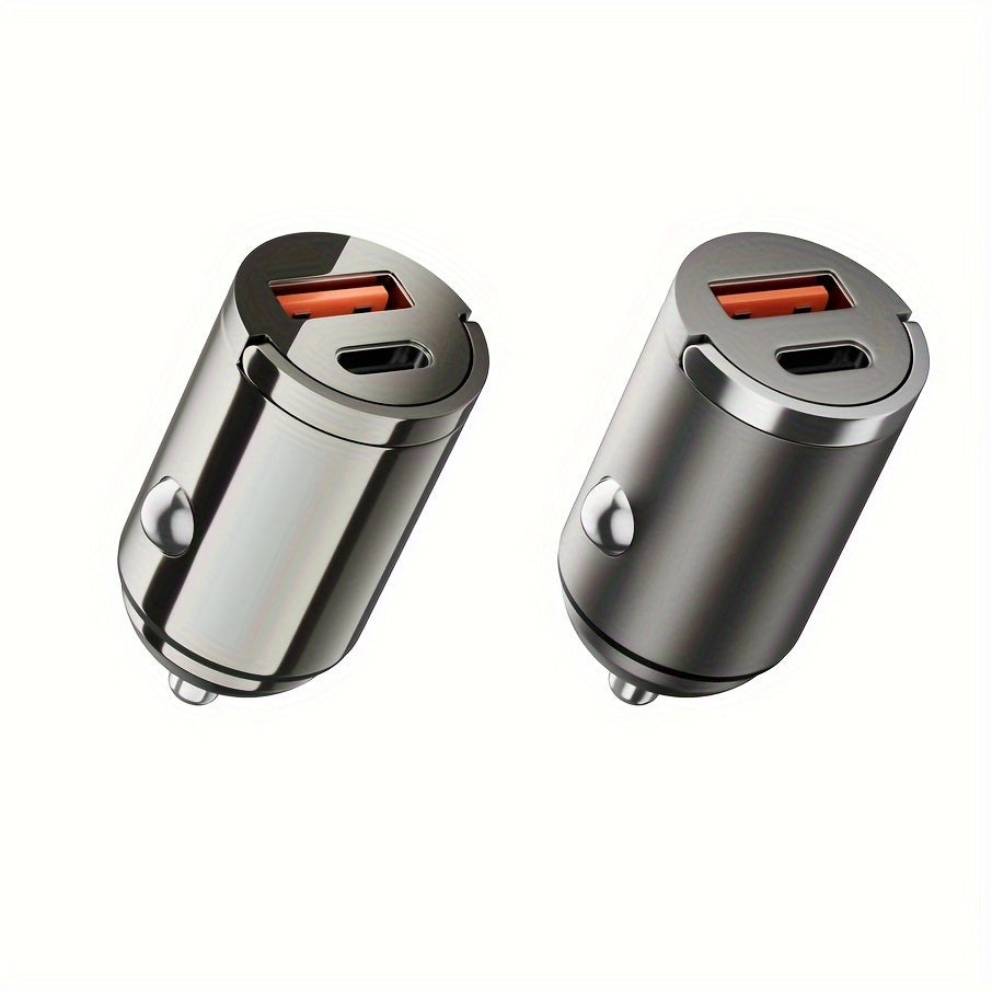 Fast Car Charger Zinc Alloy 100W Dual USB Type-C Mini Black