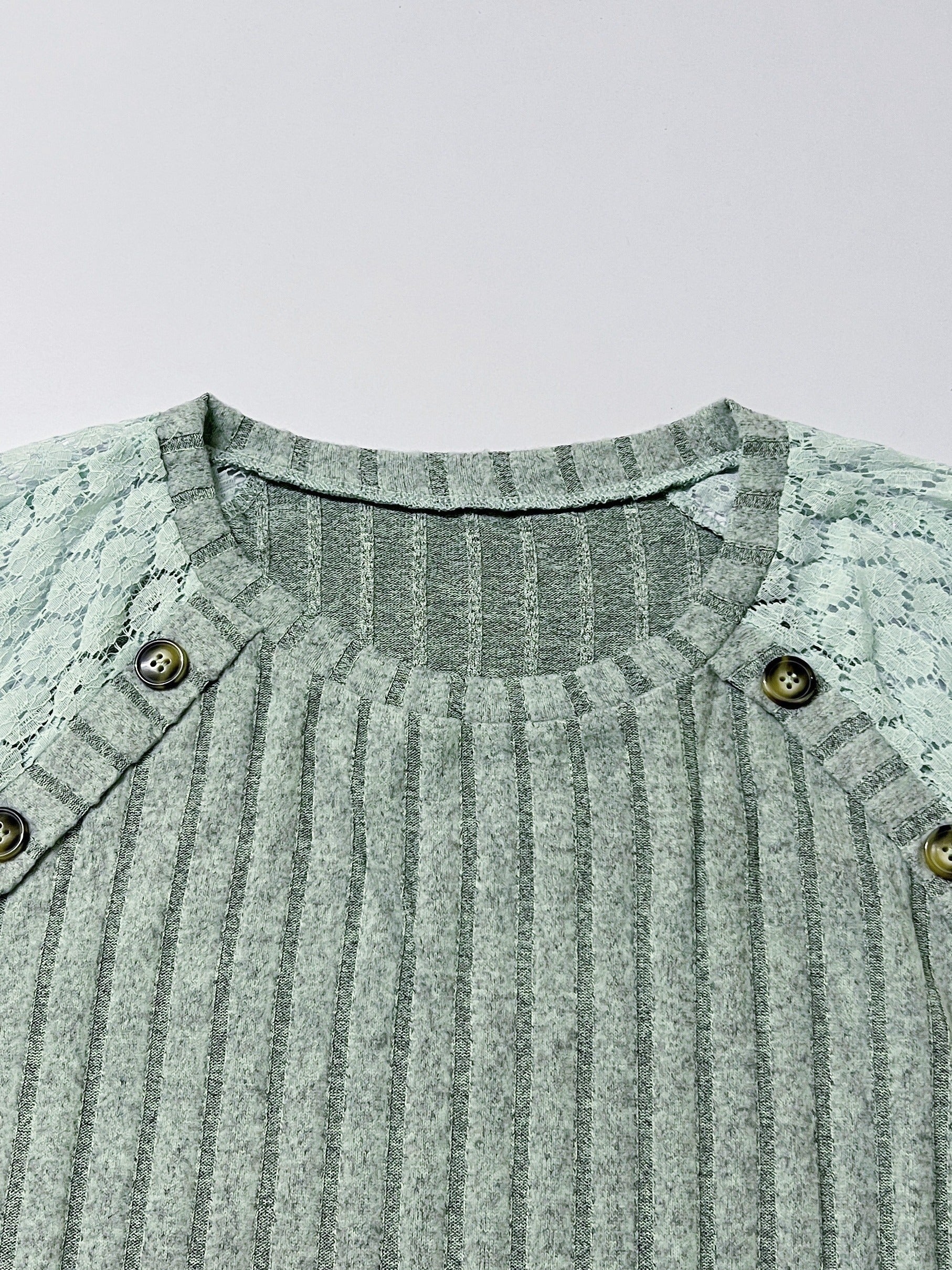 Plus Size Solid Button Decor Pullover Sweatshirt Long Sleeve Crewneck for Fall Spring