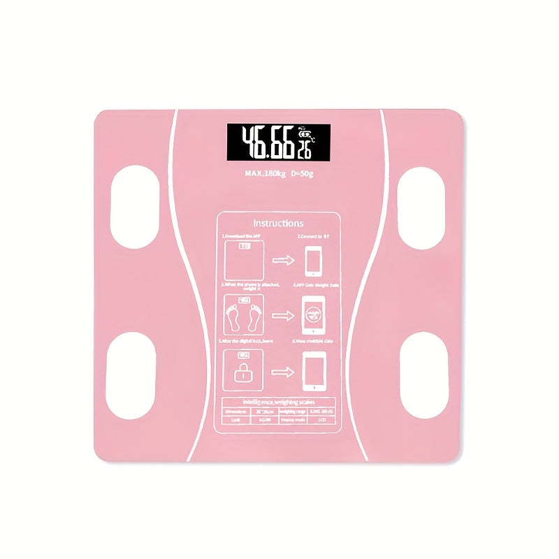 Báscula digital inalámbrica para baño con pantalla LCD, tecnología de 4 sensores, sincronización con app, kg lbs