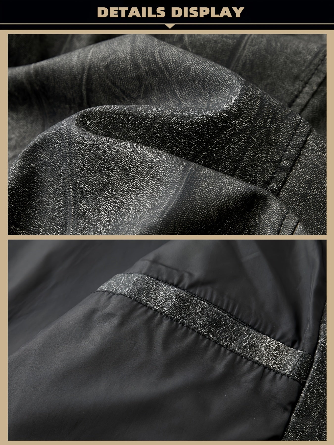 Erkaklar uchun notched yaka, 3 tugma, retro mototsikl imitatsiya sun'iy charm kostyumlar, sun'iy charm kurtkalar, biznes tasodifiy eskirgan katta yaka kostyum kurtkalari, erkaklar partiyasi