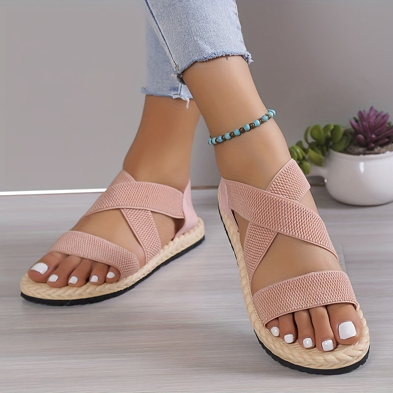 Women Casual Flat Heel Sandals Ankle Strap Slip-On Summer Beach Shoes