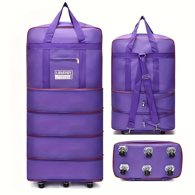 Foldable Travel Luggage Bag with Wheels Expandable Carry-On Suitcase for Business and Travel