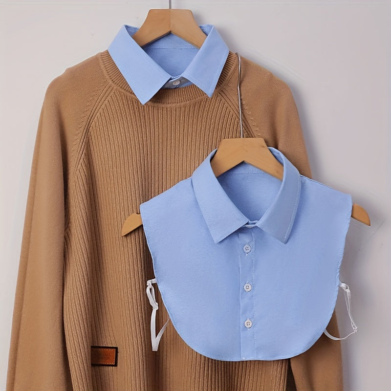 Chaleco de camisa con cuello a rayas removible para mujer con cuello puntiagudo y diseño anti-exposición