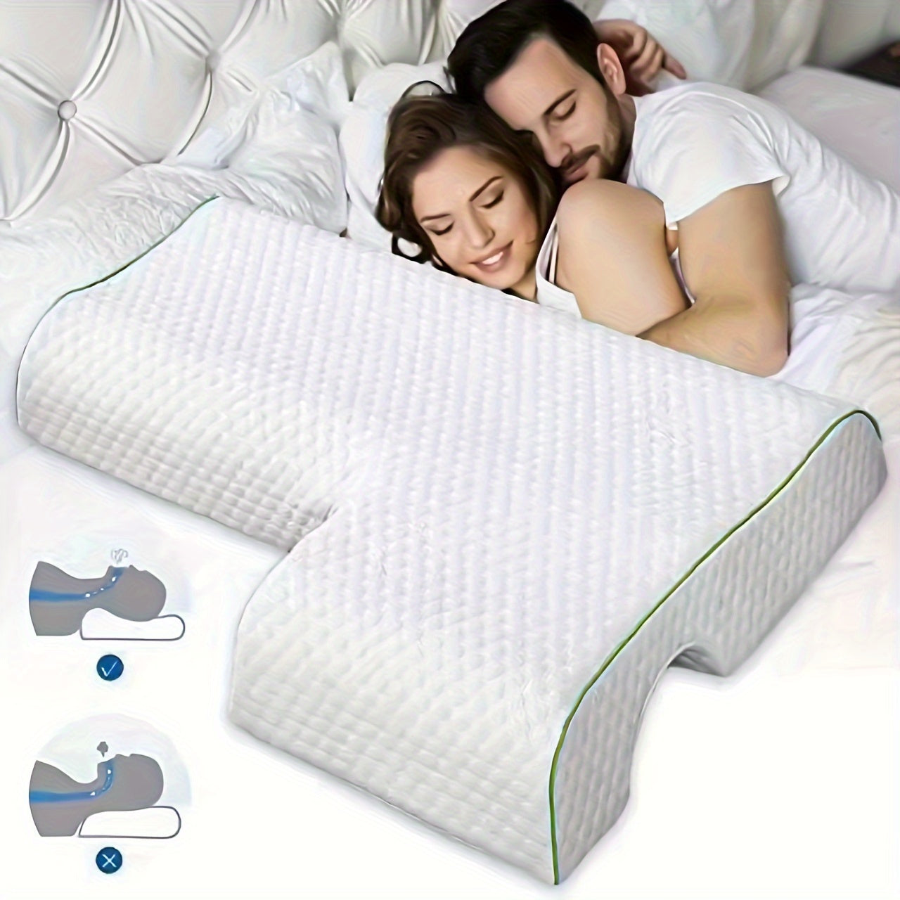 Memory Foam Pillow with Arch Support for Back and Side Sleepers Hypoallergenic White