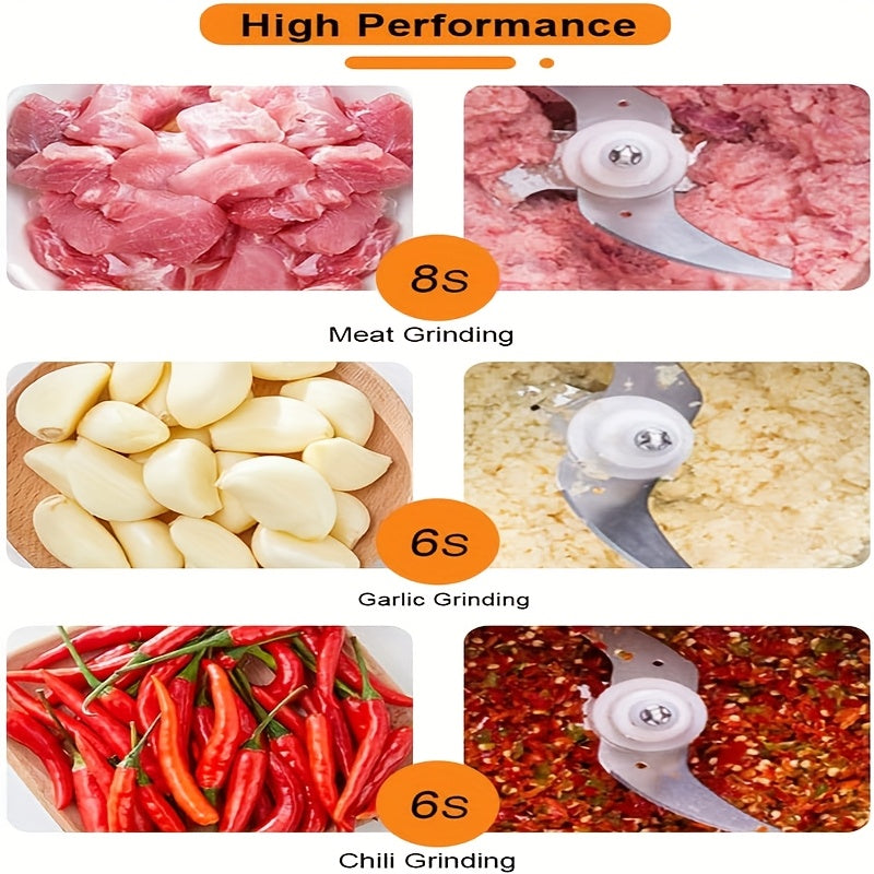 2L katta sig'imli zanglamaydigan po'latdan yasalgan go'sht maydalagich, 30000 RPM motor bilan, EU plagi, oson nazorat uchun shaffof qopqoq - Uy oshxonalari uchun mukammal, go'sht tayyorlash asbobi.