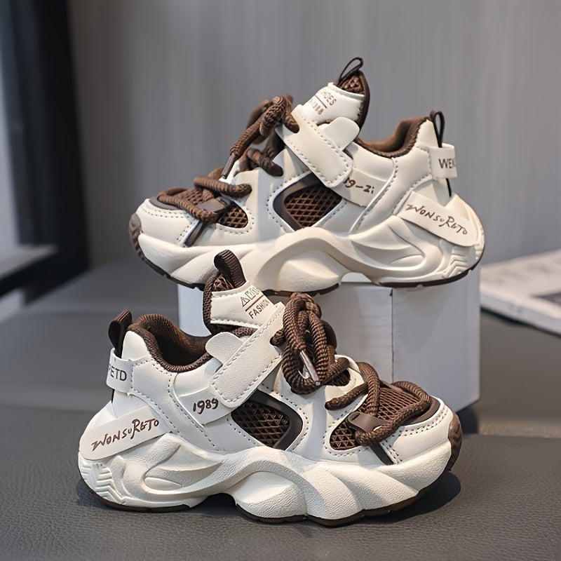 Boys' 2024 Fall Low Top Running Shoes Solid Color PVC Sole Fabric Upper Easy-On Closure